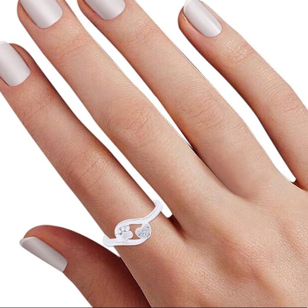 Natural Diamond Paw Print Ring - Picture 5 of 5